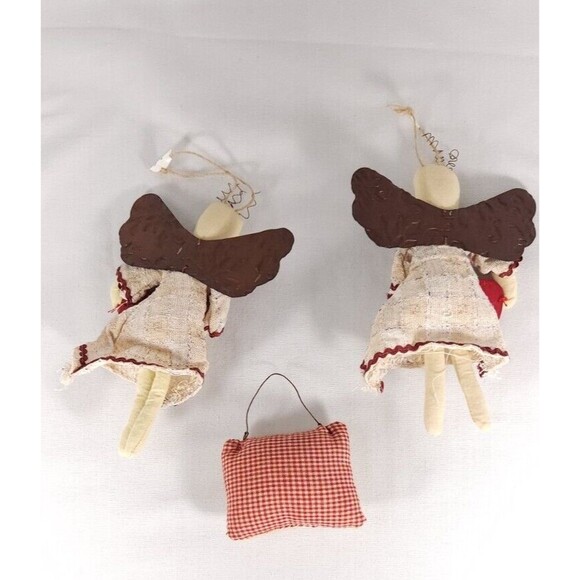 Christmas Soft Fabric Ornaments Lot Angels with Hope signs pillow rustic look - Picture 3 of 6